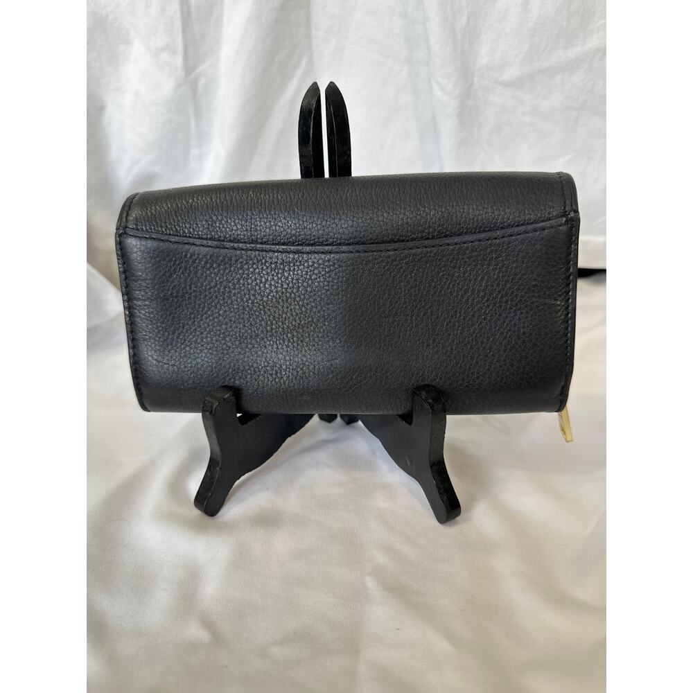 Tory Burch Britten Pebbled Leather Envelope Black Wallet EUC - Picture 2 of 9